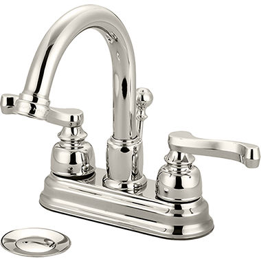 Click here to see Pioneer 3BR330-PN Pioneer 3BR330-PN Brentwood Two-Handle 4-Inch Centerset Lavatory Faucet w/ Pop-up Drain, Beaux Lever Handles, Polished Nickel
