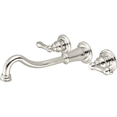 Click here to see Pioneer 3BR700-PN Pioneer Brentwood Widespread Wall-Mount Vessel Bathroom Faucet, Two-Handle, 1.5 GPM, Metal Lever Handle, ADA, PVD Polished Nickel - 3BR700-PN