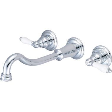Click here to see Pioneer 3BR710 Pioneer Brentwood Widespread Wall-Mount Vessel Bathroom Faucet, Two-Handle, 1.5 GPM, Porcelain Lever Handle, ADA, PVD Polished Chrome - 3BR710
