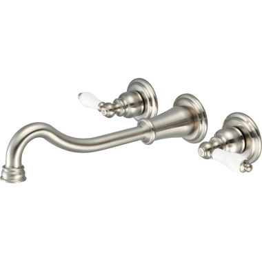 Click here to see Pioneer 3BR710-BN Pioneer Brentwood Widespread Wall-Mount Vessel Bathroom Faucet, Two-Handle, 1.5 GPM, Porcelain Lever Handle, ADA, PVD Brushed Nickel - 3BR710-BN
