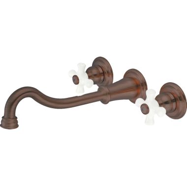 Click here to see Pioneer 3BR720-ORB Pioneer Brentwood Widespread Wall-Mount Vessel Bathroom Faucet, Two-Handle, 1.5 GPM, Porcelain Cross Handle, Oil-Rubbed Bronze - 3BR720-ORB