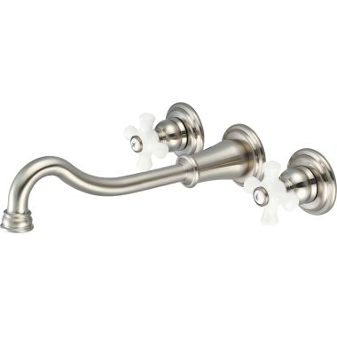 Click here to see Pioneer 3BR720-PN Pioneer Brentwood Widespread Wall-Mount Vessel Bathroom Faucet, Two-Handle, 1.5 GPM, Porcelain Cross Handle, PVD Polished Nickel - 3BR720-PN