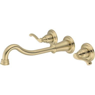 Click here to see Pioneer 3BR730-PB Pioneer Brentwood Widespread Wall-Mount Vessel Bathroom Faucet, Two-Handle, 1.5 GPM, Beaux Lever Handle, ADA, PVD Polished Brass - 3BR730-PB