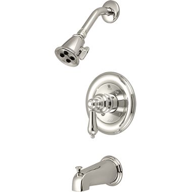 Click here to see Pioneer 4BR100T-PN Pioneer Brentwood Single Handle Polished Nickel Tub/Shower Trim, Two-Function, 2.5 GPM, Metal Lever Handle, ADA - 4BR100T-PN