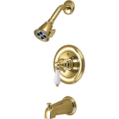 Click here to see Pioneer 4BR110T-PB Pioneer Brentwood Single Handle Polished Brass Tub/Shower Trim Kit, Two-Function, 2.5 GPM, Porcelain Lever Handle - 4BR110T-PB