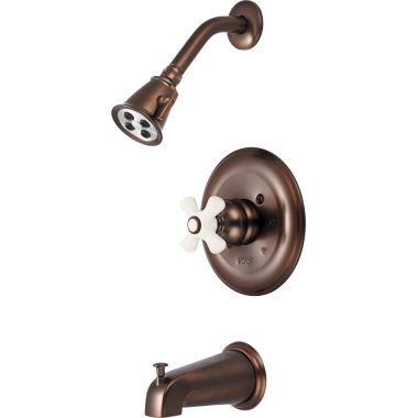 Click here to see Pioneer 4BR120T-ORB Pioneer Brentwood Single Handle Oil Rubbed Bronze Tub/Shower Trim, Two-Function, 2.5 GPM, Porcelain Cross Handle - 4BR120T-ORB