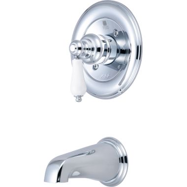 Click here to see Pioneer 4BR210T Pioneer Brentwood Single Handle Wall-Mount Polished Chrome Tub Faucet Trim Set, Porcelain Lever Handle, ADA - 4BR210T
