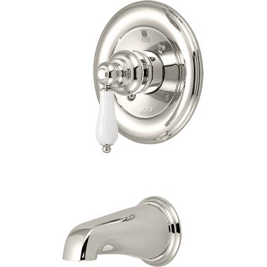 Click here to see Pioneer 4BR210T-PN Pioneer Brentwood Single Handle Wall-Mount Polished Nickel Tub Faucet Trim Set, Porcelain Lever Handle, ADA - 4BR210T-PN