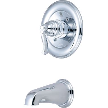 Click here to see Pioneer 4BR230T Pioneer Brentwood Single Handle Wall-Mount Polished Chrome Tub Faucet Trim, Beaux Lever Handle, ADA - 4BR230T