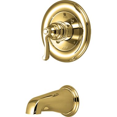 Click here to see Pioneer 4BR230T-PB Pioneer Brentwood Single Handle Wall-Mount Polished Brass Tub Faucet Trim, Beaux Lever Handle, ADA - 4BR230T-PB