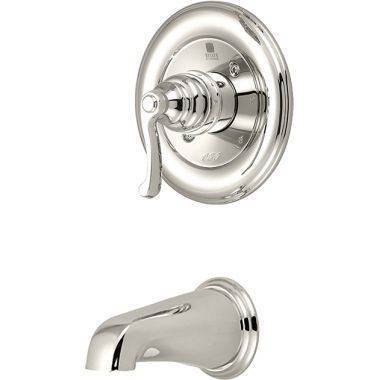 Click here to see Pioneer 4BR230T-PN Pioneer Brentwood Single Handle Wall-Mount Polished Nickel Tub Faucet Trim, Beaux Lever Handle, ADA - 4BR230T-PN