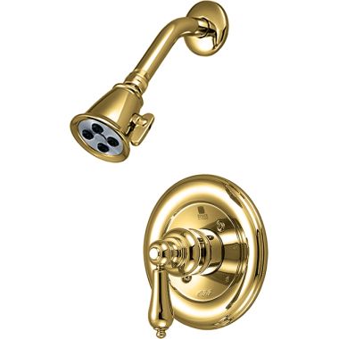 Click here to see Pioneer 4BR300T-PB Pioneer Brentwood 2-Function Shower Faucet with 2-1/2in Showerhead, Metal Lever Handle, Trim Only, 2.5 GPM, Polished Brass - 4BR300T-PB