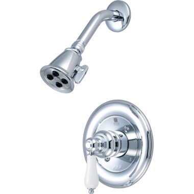 Click here to see Pioneer 4BR310T Pioneer Brentwood 2-Function Shower Faucet with 2-1/2in Showerhead, Porcelain Lever Handle, Trim Only, 2.5 GPM, Polished Chrome - 4BR310T