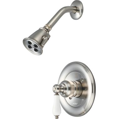 Click here to see Pioneer 4BR310T-BN Pioneer Brentwood 2-Function Shower Faucet with 2-1/2in Showerhead, Porcelain Lever Handle, Trim Only, 2.5 GPM, Brushed Nickel - 4BR310T-BN