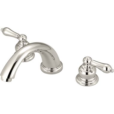 Click here to see Pioneer 4BR700-PN Pioneer Brentwood Two-Handle Deck Mounted Polished Nickel Roman Tub Faucet Trim Set with Rough-In, C Spout, Metal Lever Handles, ADA - 4BR700-PN