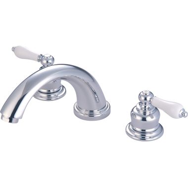 Click here to see Pioneer 4BR710 Pioneer Brentwood Two-Handle Deck Mounted Polished Chrome Roman Tub Faucet Trim Set with Rough-In, C Spout, Porcelain Lever Handles, ADA - 4BR710
