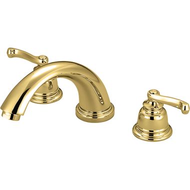 Click here to see Pioneer 4BR730-PB Pioneer Brentwood Wall-Mount Polished Brass Roman Tub Faucet Trim Kit with Rough-In, C Spout, Beaux Lever Handles, Brass - 4BR730-PB
