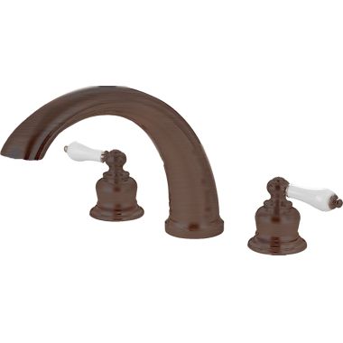Click here to see Pioneer 4BR810-ORB Pioneer Brentwood Two-Handle Oil Rubbed Bronze Roman Tub Faucet Trim Kit, Porcelain Lever Handles, J-Style Spout, ADA-Compliant, Brass - 4BR810-ORB