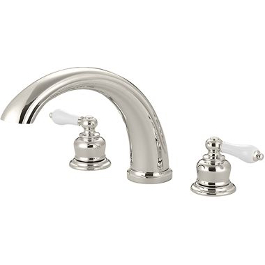 Click here to see Pioneer 4BR810-PN Pioneer Brentwood Two-Handle Polished Nickel Roman Tub Faucet Trim Kit, Porcelain Lever Handles, J-Style Spout, ADA-Compliant, Brass - 4BR810-PN