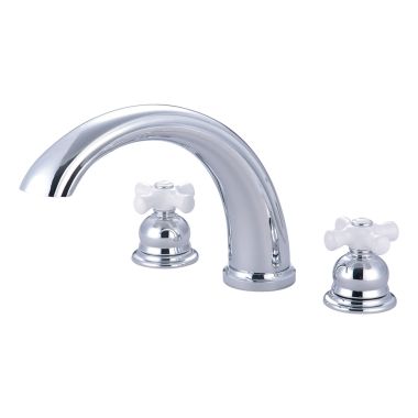 Click here to see Pioneer 4BR820 Pioneer Brentwood Two-Handle Polished Chrome Roman Tub Faucet, Porcelain Cross Handles, J-Style Spout, Brass - 4BR820
