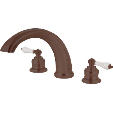 Click here to see Pioneer 4BR820-ORB Pioneer Brentwood Two-Handle Oil-Rubbed Bronze Roman Tub Faucet, Porcelain Cross Handles, J-Style Spout, Brass - 4BR820-ORB