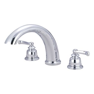 Click here to see Pioneer 4BR830 Pioneer Brentwood Two-Handle Polished Chrome Widespread Roman Tub Trim Set with Rough-In Valve, ADA, Metal Lever Handles, J-Style Spout - 4BR830