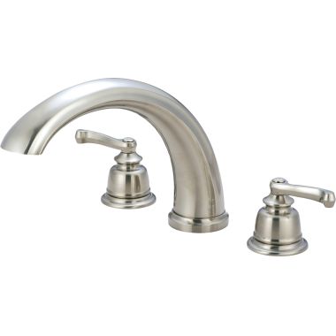 Click here to see Pioneer 4BR830-BN Pioneer Brentwood Two-Handle Brushed Nickel Widespread Roman Tub Trim Set with Rough-In Valve, ADA Beaux Lever Handles, J-Style Spout - 4BR830-BN