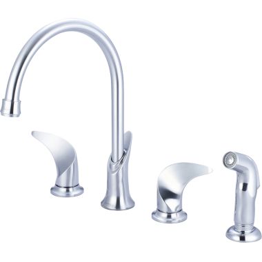 Click here to see Pioneer 2CB201-SS Pioneer Cabrillo Two-Handle Widespread Kitchen Faucet w/ Side Spray, Stainless Steel - 2CB201-SS