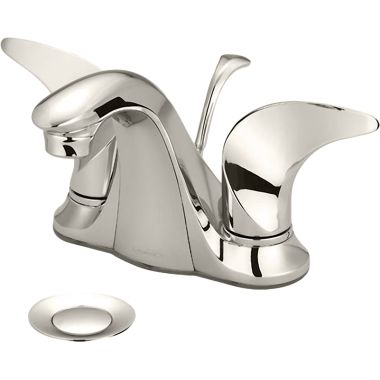 Click here to see Pioneer 3CB100-PN Pioneer Cabrillo Centerset Bathroom Faucet with Pop-Up Drain, Two-Handle, 1.5 GPM, Metal Handle, ADA, PVD Polished Nickel - 3CB100-PN