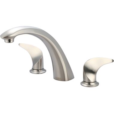 Click here to see Pioneer 4CB610T-BN Pioneer Cabrillo Two-Handle Roman Tub Faucet Trim, Metal Handles, Rigid Spout, ADA-Compliant, Brushed Nickel - 4CB610T-BN