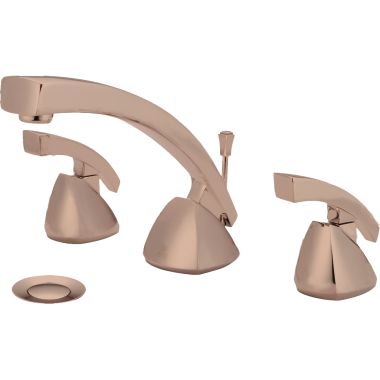 Click here to see Pioneer 3CS400-GR Pioneer Caesar Widespread Bathroom Faucet with Pop-Up Drain, Two-Handle, 1.5 GPM, Metal Lever Handle, ADA, PVD Golden Rose - 3CS400-GR