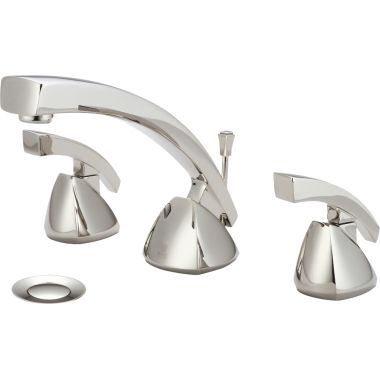Click here to see Pioneer 3CS400-PN Pioneer Caesar Widespread Bathroom Faucet with Pop-Up Drain, Two-Handle, 1.5 GPM, Metal Lever Handle, ADA, PVD Polished Nickel - 3CS400-PN