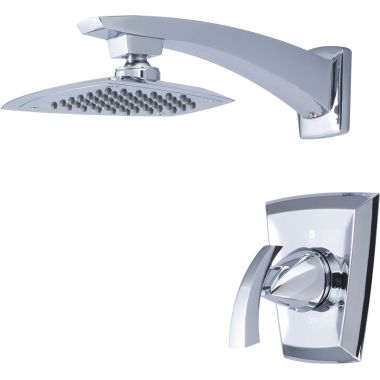 Click here to see Pioneer 4CS300T Pioneer Caesar Single-Function Rain Shower Faucet, 8in Long Shower Arm Flange, Metal Lever Handle, Trim Only, 2.5 GPM, Polished Chrome - 4CS300T