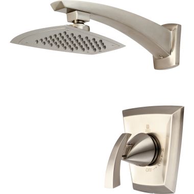 Click here to see Pioneer 4CS300T-BN Pioneer Caesar Single-Function Rain Shower Faucet, 8in Long Shower Arm Flange, Metal Lever Handle, Trim Only, 2.5 GPM, Brushed Nickel - 4CS300T-BN