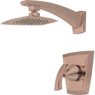 Click here to see Pioneer 4CS300T-GR Pioneer Caesar Single-Function Rain Shower Faucet, 8in Long Shower Arm Flange, Metal Lever Handle, Trim Only, 2.5 GPM, Golden Rose - 4CS300T-GR