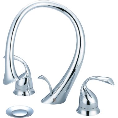 Click here to see Pioneer 3CL400 Pioneer Calla Widespread Bathroom Faucet with Pop-Up Drain, Two-Handle, 1.5 GPM, Metal Lever Handle, ADA, PVD Polished Chrome - 3CL400