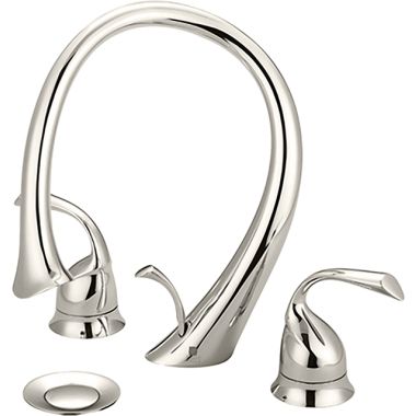 Click here to see Pioneer 3CL400-PN Pioneer Calla Widespread Bathroom Faucet with Pop-Up Drain, Two-Handle, 1.5 GPM, Metal Lever Handle, ADA, PVD Polished Nickel - 3CL400-PN