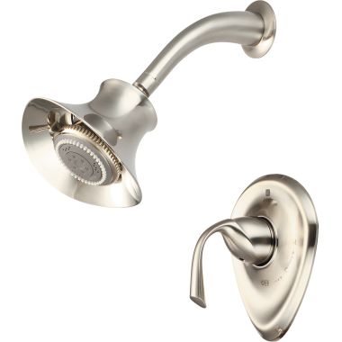 Click here to see Pioneer 4CL300T-BN Pioneer Calla 5-Function Shower Faucet, 6in Long Shower Arm and Flange, Metal Lever Handle, Trim Only, 2.5 GPM, Brushed Nickel - 4CL300T-BN