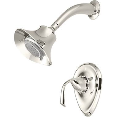 Click here to see Pioneer 4CL300T-PN Pioneer Calla 5-Function Shower Faucet, 6in Long Shower Arm and Flange, Metal Lever Handle, Trim Only, 2.5 GPM, Polished Nickel - 4CL300T-PN