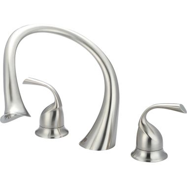 Click here to see Pioneer 4CL610-BN Pioneer Calla Two-Handle Brushed Nickel Roman Tub Faucet Trim Set, Two Metal Lever Handles, Rigid Spout, ADA - 4CL610-BN