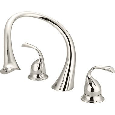 Click here to see Pioneer 4CL610-PN Pioneer Calla Two-Handle Polished Nickel Roman Tub Faucet Trim Set, Two Metal Lever Handles, Rigid Spout, ADA - 4CL610-PN