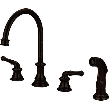 Click here to see Pioneer 2DM201-TB Pioneer Del Mar Two-Handle Widespread Kitchen Faucet w/ Side Spray, Tuscany Bronze - 2DM201-TB