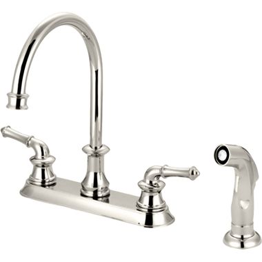 Click here to see Pioneer 2DM301-PN Pioneer Del Mar Two-Handle Kitchen Faucet w/ Side Spray, Polished Nickel - 2DM301-PN