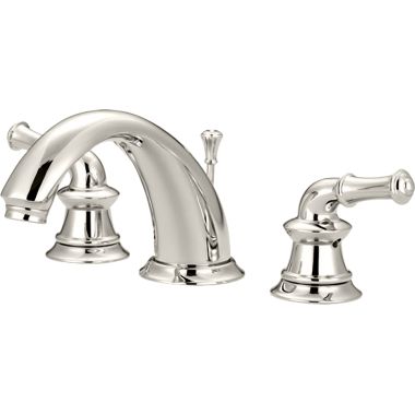 Click here to see Pioneer 3DM200-PN Pioneer Del Mar Widespread C-Spout Bathroom Faucet with Pop-Up Drain, Two-Handle, 1.2 GPM, Metal Lever Handle, ADA, PVD Polished Nickel - 3DM200-PN