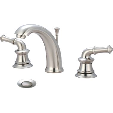 Click here to see Pioneer 3DM300-BN Pioneer Del Mar Widespread J-Spout Bathroom Faucet with Pop-Up Drain, Two-Handle, 1.2 GPM, Metal Lever Handle, ADA, PVD Brushed Nickel - 3DM300-BN