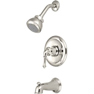 Click here to see Pioneer 4DM100T-PN Pioneer Del Mar Single Handle Polished Nickel Tub/Shower Trim Set, Single-Function, 2.5 GPM, Metal Lever Handle, 1/2-inch Connection Size - 4DM100T-PN
