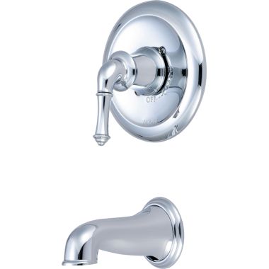 Click here to see Pioneer 4DM200T Pioneer Del Mar Wall-Mount Polished Chrome Tub Faucet Trim, Single Metal Lever Handle, ADA - 4DM200T