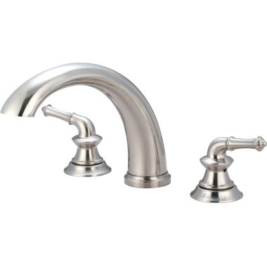 Click here to see Pioneer 4DM710T-BN Pioneer Del Mar Two-Handle Roman Tub Faucet Trim, Metal Lever Handles, J-Style Spout, Less Rough-In Valve, Brushed Nickel - 4DM710T-BN