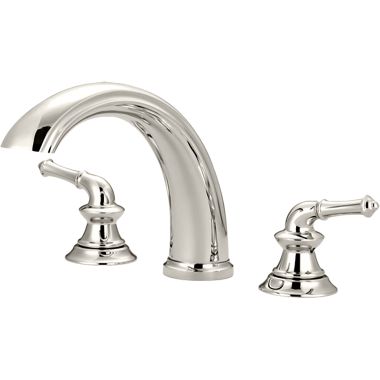 Click here to see Pioneer 4DM710T-PN Pioneer Del Mar Two-Handle Roman Tub Faucet Trim, Metal Lever Handles, J-Style Spout, Less Rough-In Valve, Polished Nickel - 4DM710T-PN