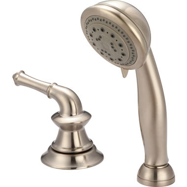 Click here to see Pioneer 6DM820-BN Pioneer Del Mar Five-Function Deck-Mount Brushed Nickel Roman Tub Handheld Shower Set, Round, Metal Lever Handle, 2.5 GPM, ADA - 6DM820-BN